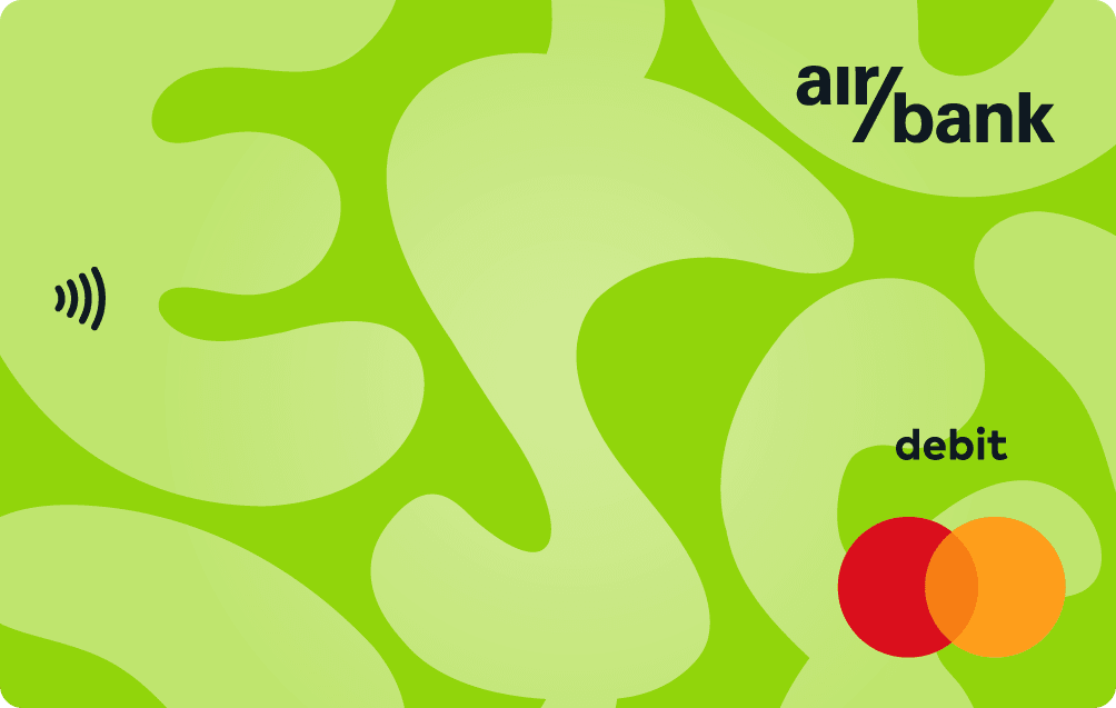 Debetní karta Air Bank vydávaná k soukromému účtu. Design od 07/2026.