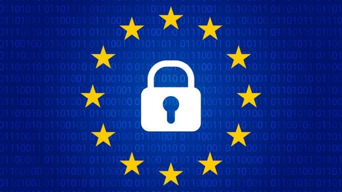 GDPR - Obecné nařízení o ochraně osobních údajů. Bezpečnostní technologie pozadí. Vektorová ilustrace