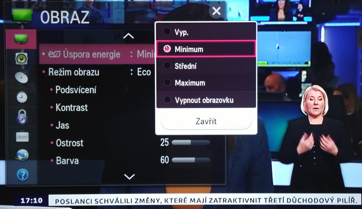 LG 32LF580V - Menu nastavení
