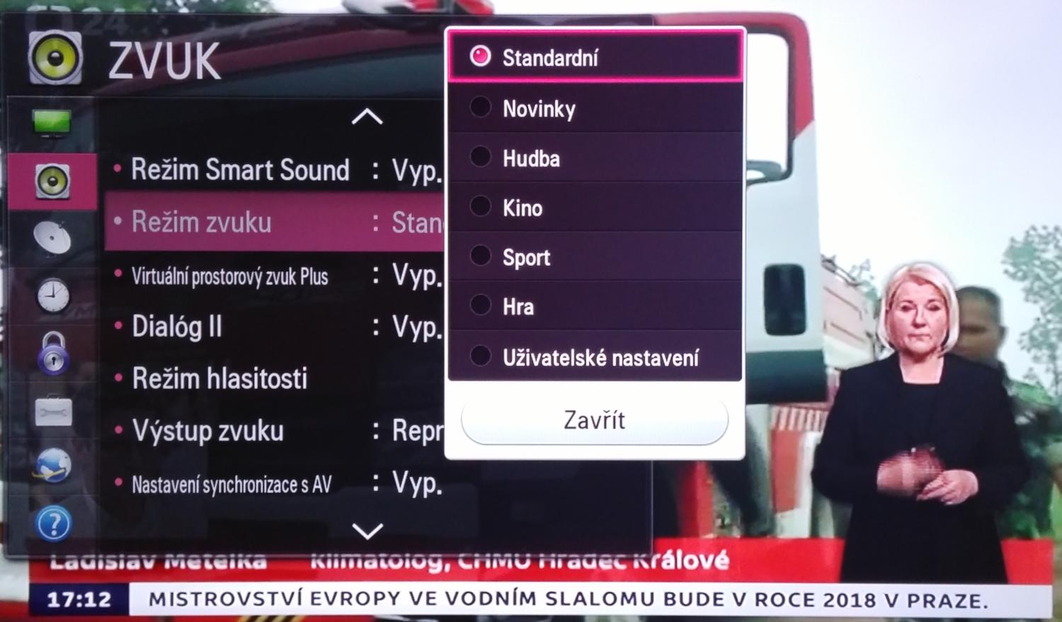 LG 32LF580V - Menu nastavení