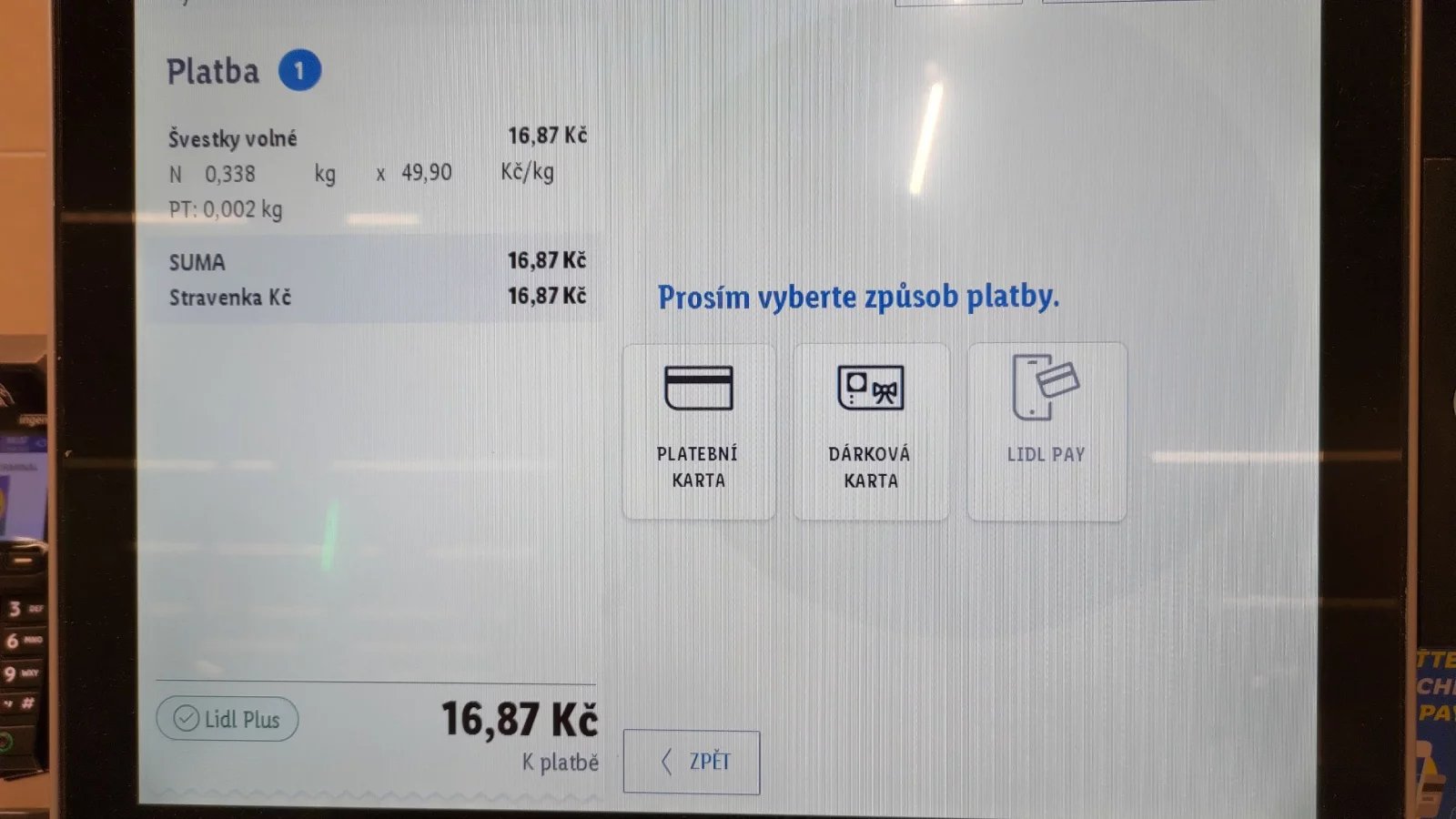 Platba přes Lidl Pay. (9. 9. 2024)