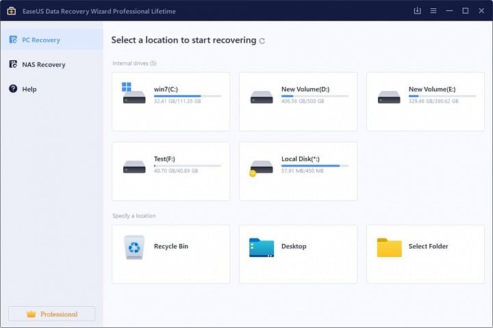 Program EaseUS Data Recovery Wizard