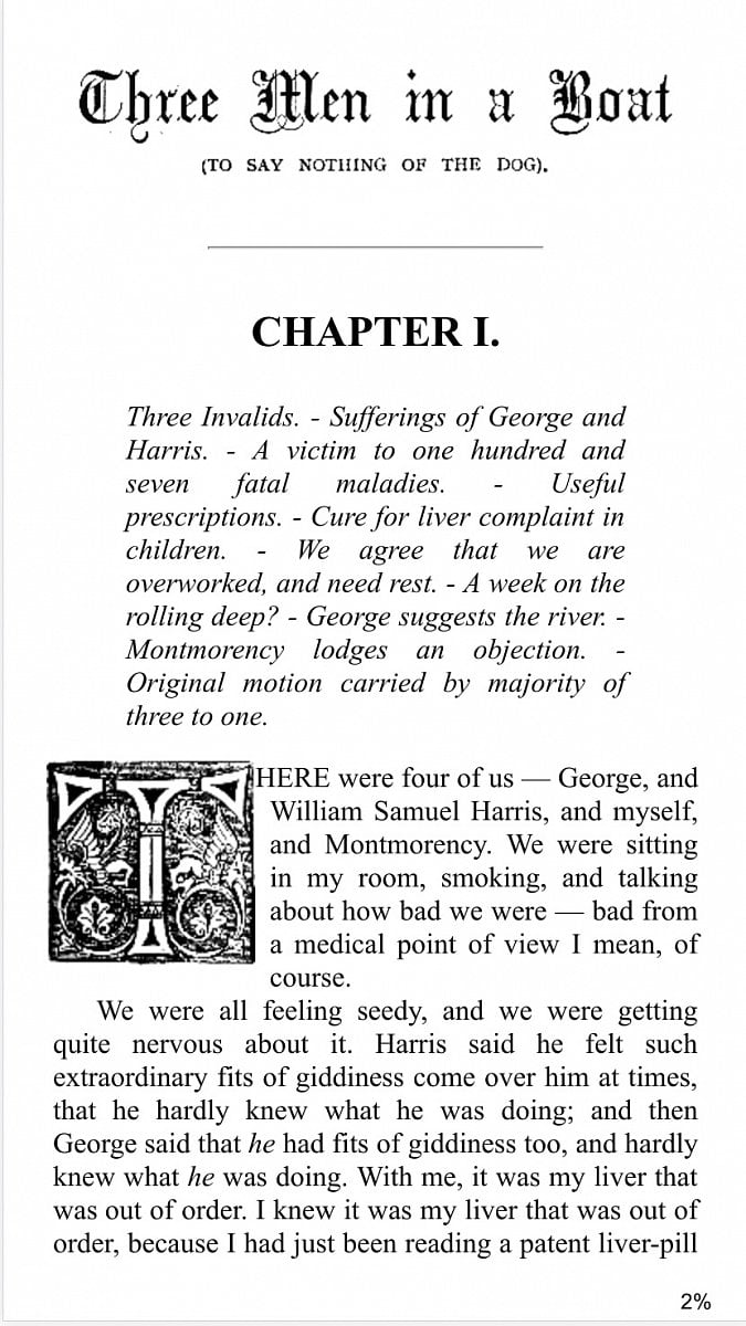 Čtení knihy v prohlížeči mobilního telefonu.