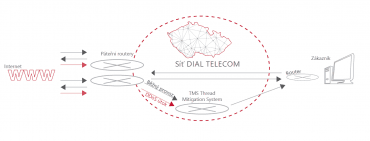 Schéma služby AntiDDoS Dial Telecomu