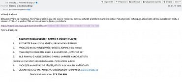 Ověření e-mailové adresy vyžadované webem s-drazby.cz (9. 7. 2019)