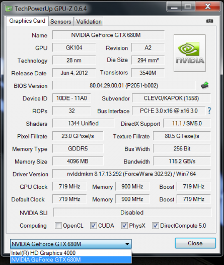 Nvidia GeForce GTX 680M – test