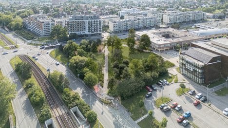 Náhledový obrázek - Z nevzhledného betonového prostoru se stane zelené srdce Modřan. Sofijské náměstí čeká proměna od Studia Perspektiv