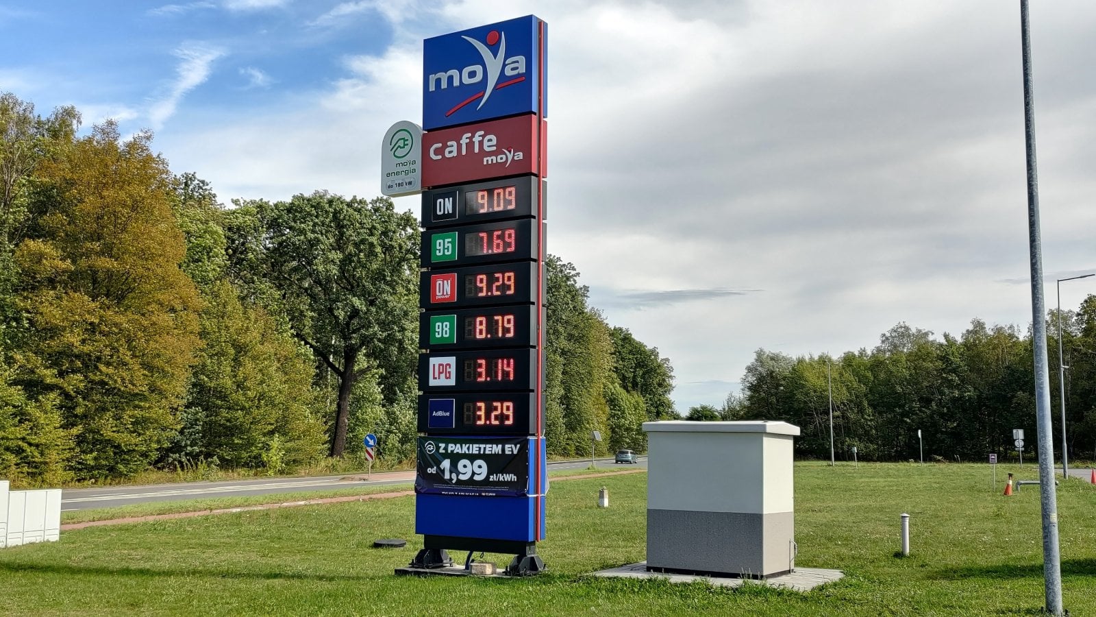 Ceny pohonných hmot v neděli 20. 09. 2026. Čerpací stanice Moya, Raciborska, Gorzyczki, Polsko.