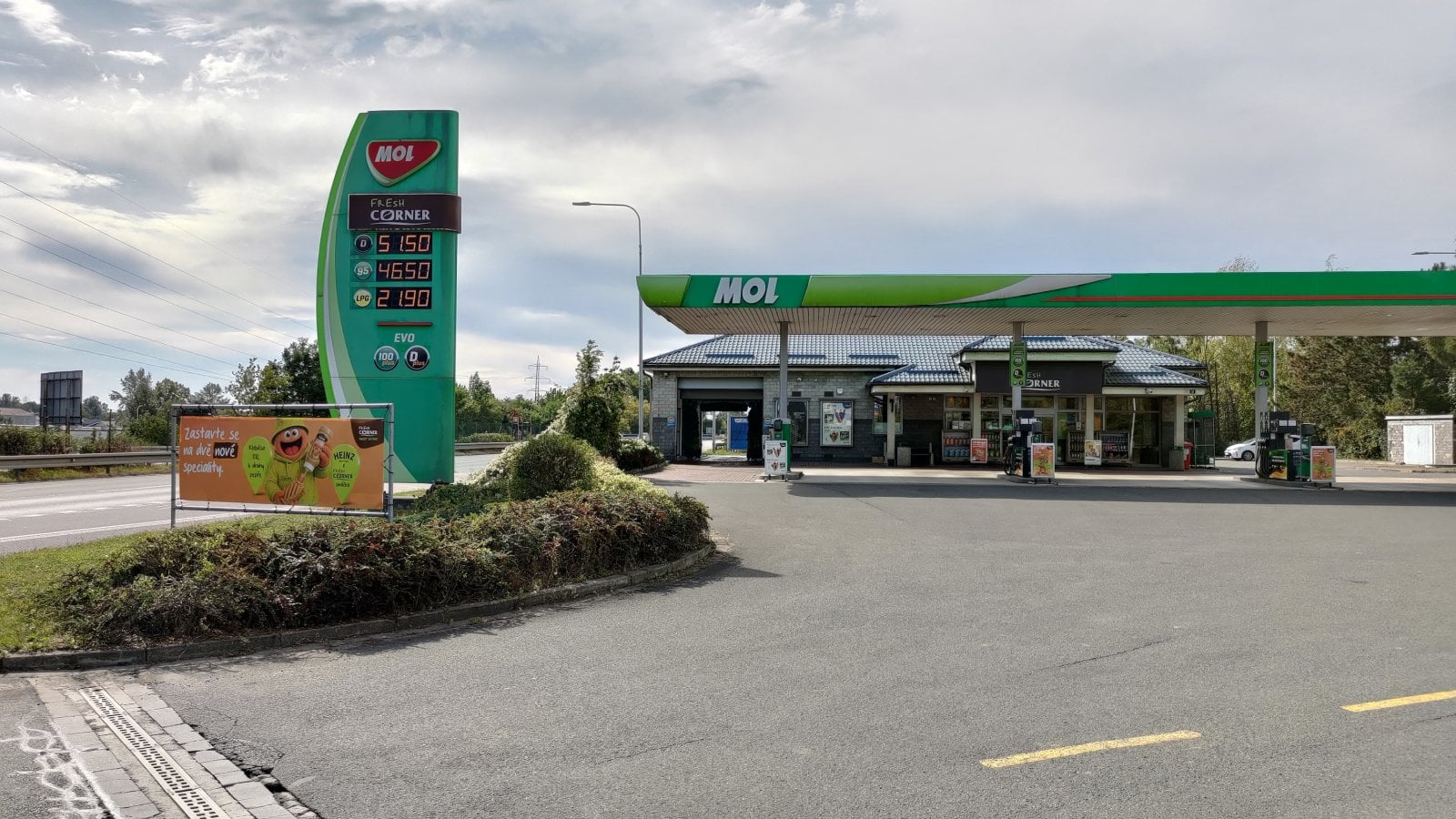 Ceny pohonných hmot v neděli 20. 09. 2026. Čerpací stanice MOL, Mariánskohorská, Ostrava.