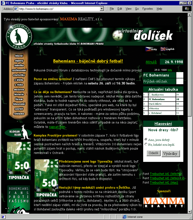 Český Internet v roce 1998