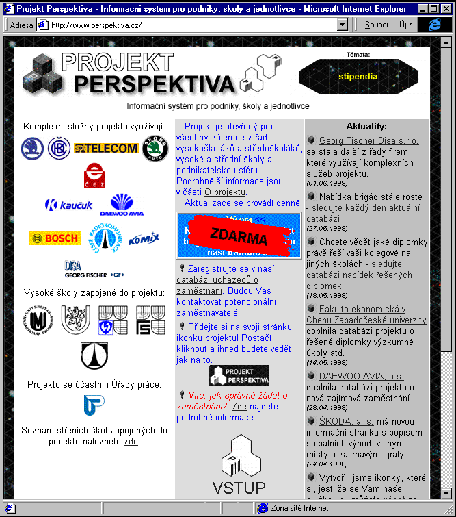 Český Internet v roce 1998