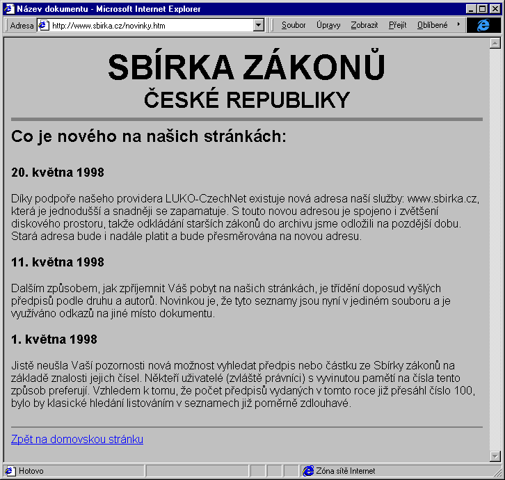 Český Internet v roce 1998