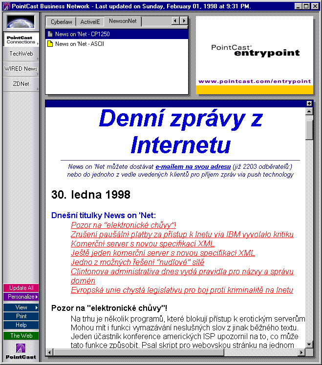 Český Internet v roce 1998