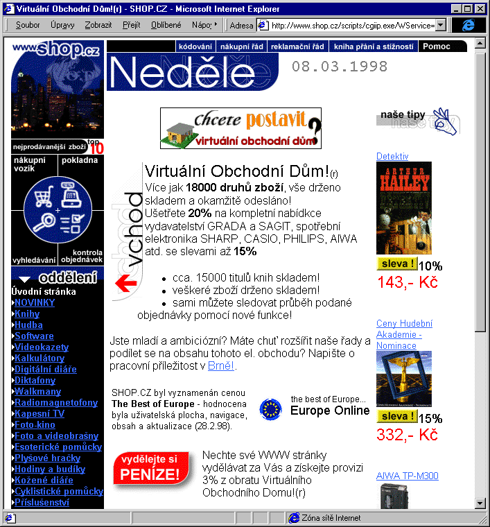 Český Internet v roce 1998