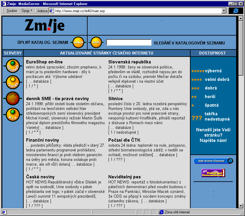 Český Internet v roce 1998