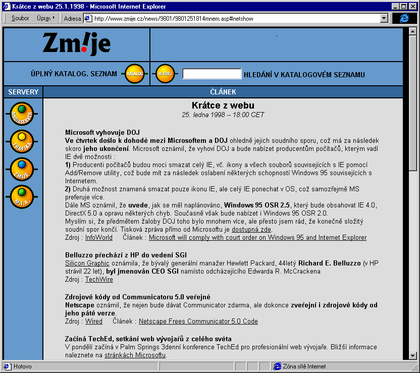 Český Internet v roce 1998