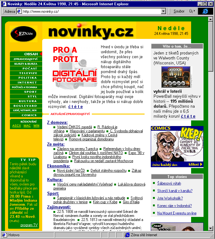 Český Internet v roce 1998