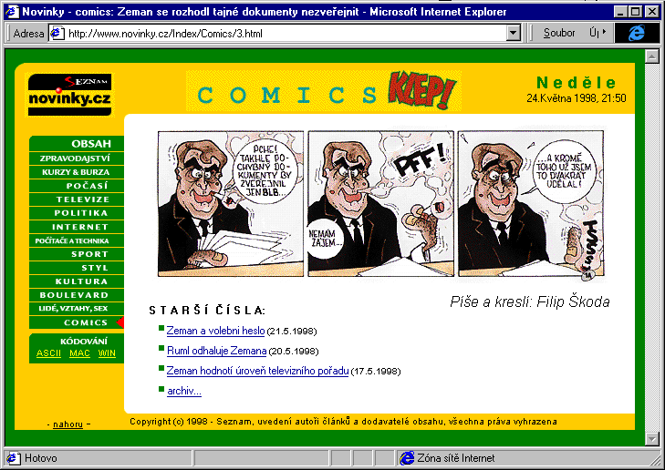 Český Internet v roce 1998