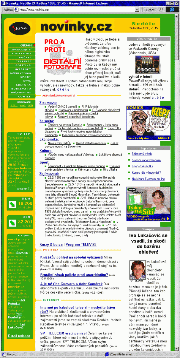 Český Internet v roce 1998