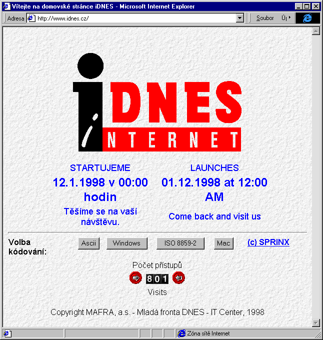 Český Internet v roce 1998
