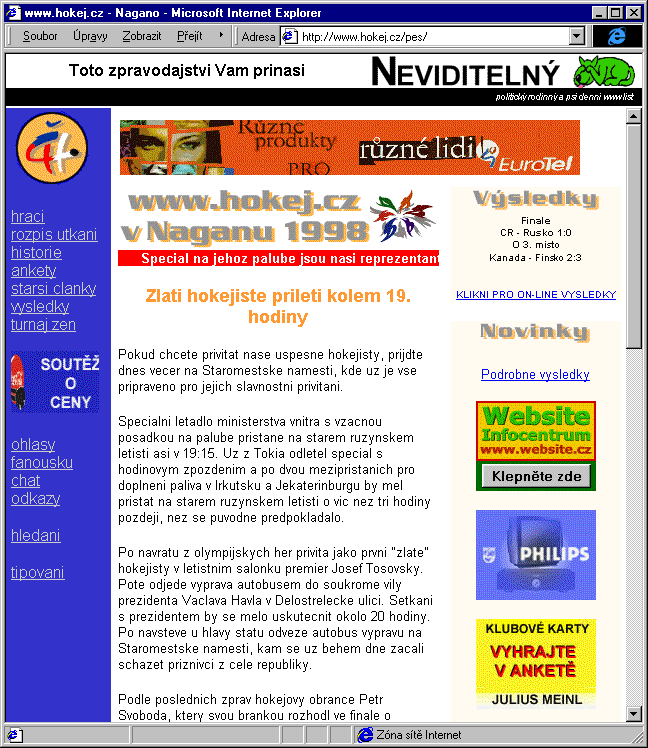 Český Internet v roce 1998