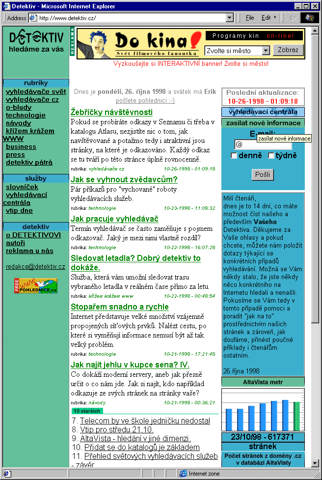 Český Internet v roce 1998