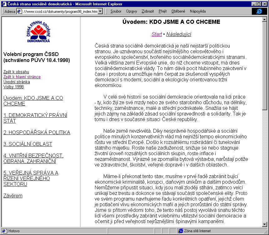 Český Internet v roce 1998