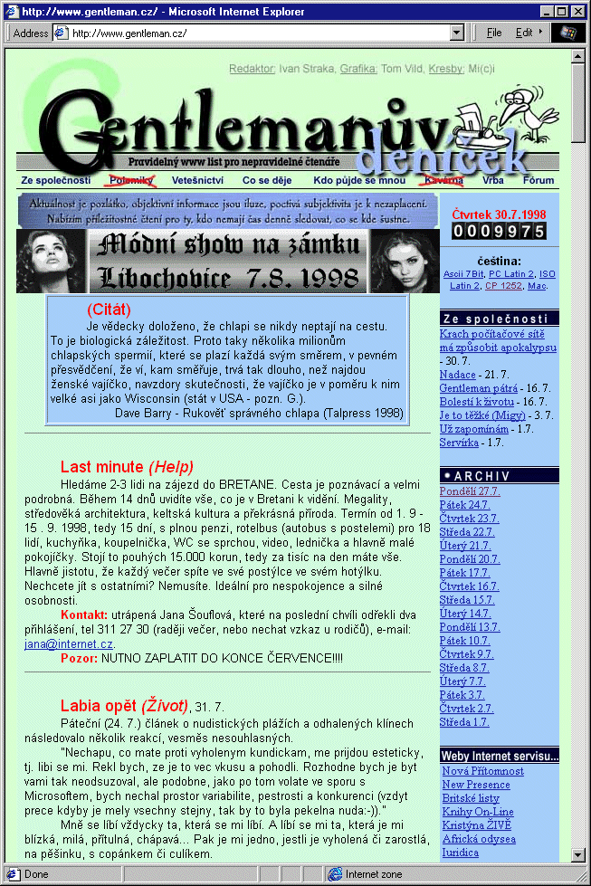 Český Internet v roce 1998