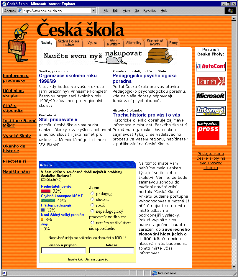Český Internet v roce 1998