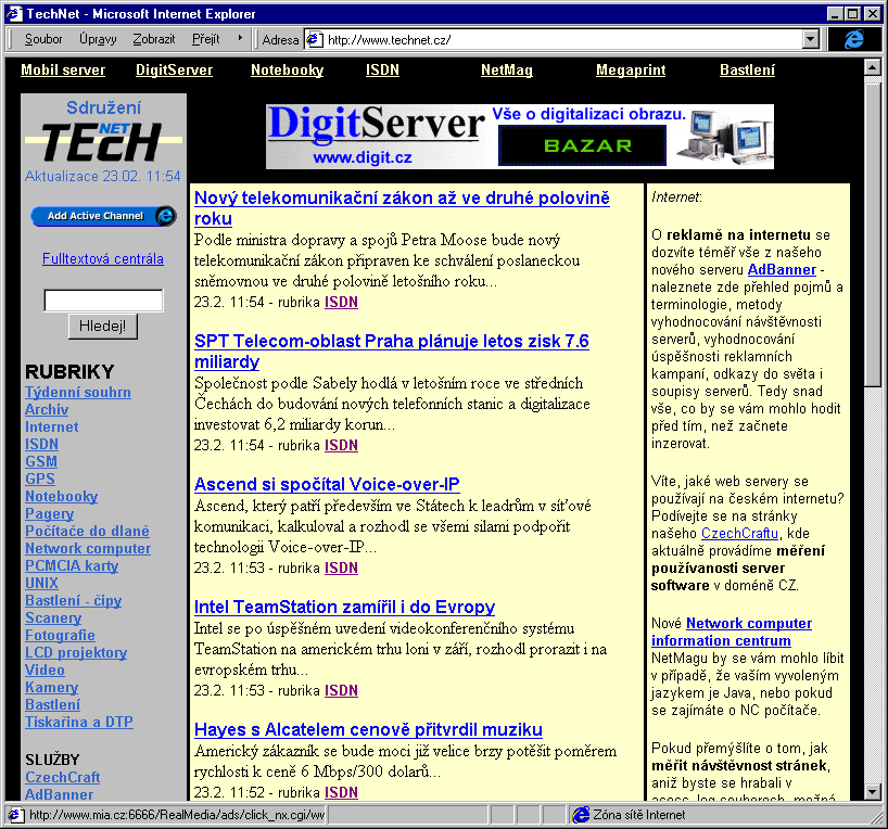 Český Internet v roce 1998
