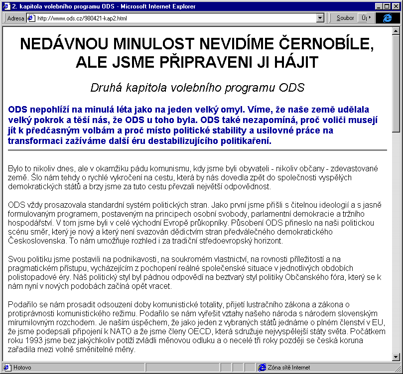 Český Internet v roce 1998