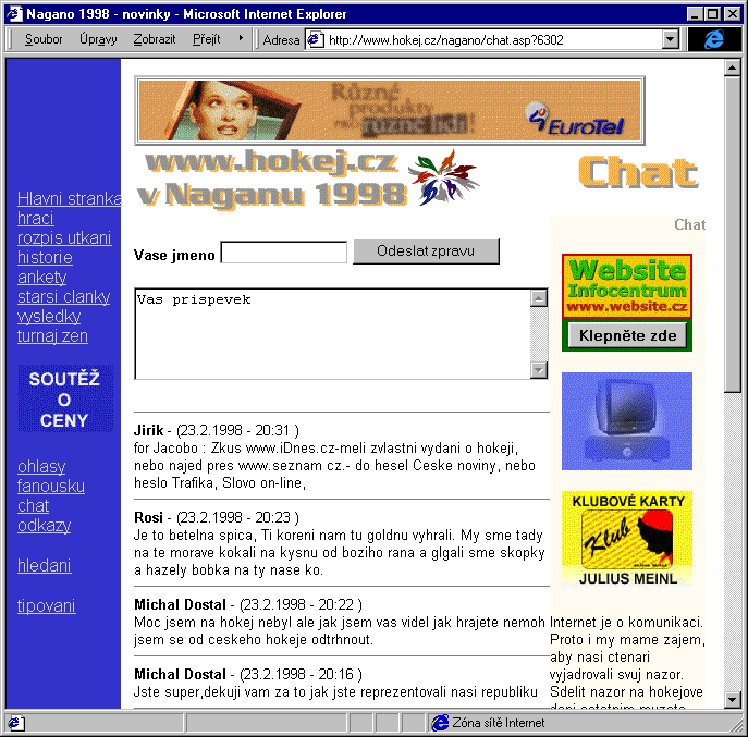 Český Internet v roce 1998