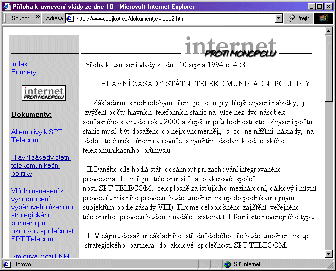 Český Internet v roce 1998