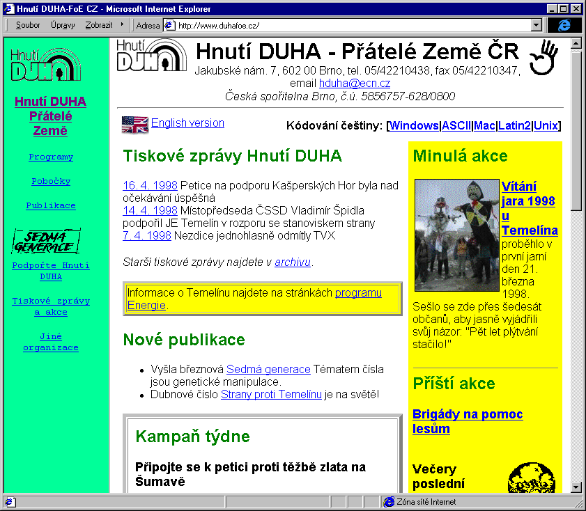 Český Internet v roce 1998