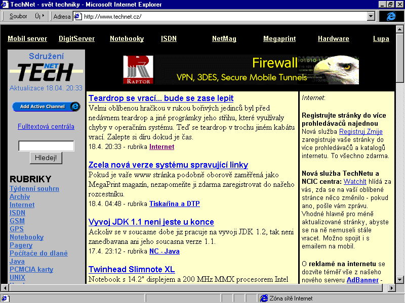 Český Internet v roce 1998