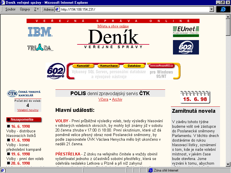 Český Internet v roce 1998