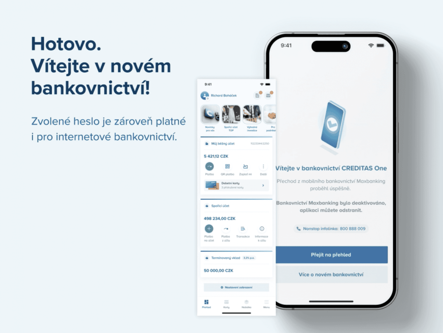 CREDITAS One, internetové a mobilní bankovnictví od Banky CREDITAS, spuštěné k 19. 11. 2025.
