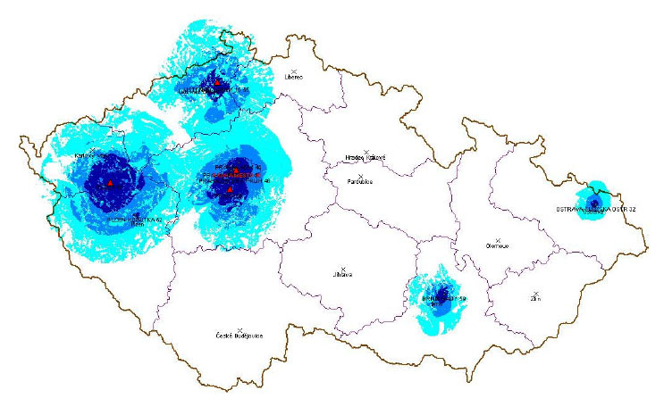 <p>Pokrytí multiplexu 3. Zdroj: www.digitalnitelevize.cz</p>