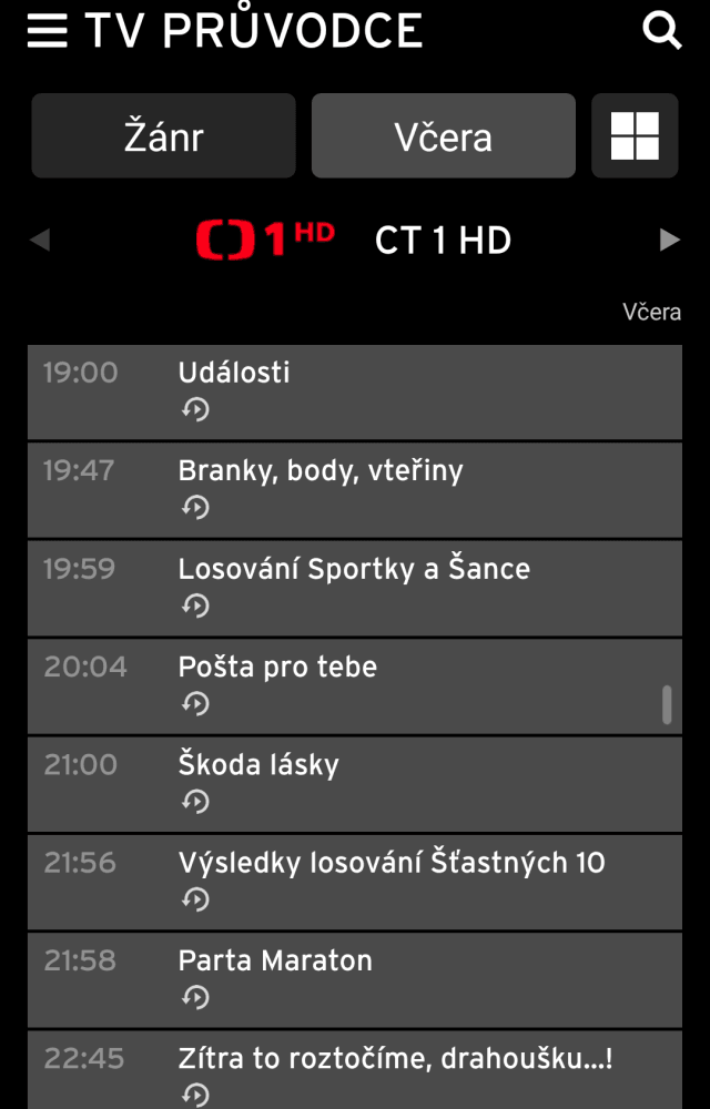 Ze včerejšího dne, tedy z 18. 5. 2016, jsou už některé pořady ke zhlédnutí.