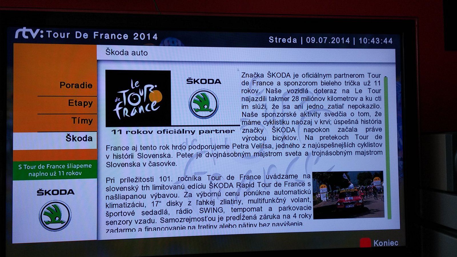 Hybridní aplikace Rozhlasu a televize Slovenska k Tour de France