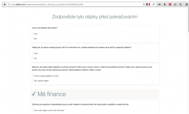 Dotazník je jednoduchý. Firma ale slouží jen k tomu, aby sbírala data.