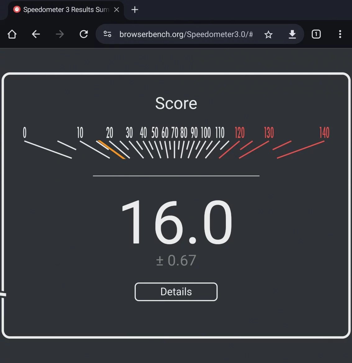 Speedometer 3.0 v prohlížeči Chrome