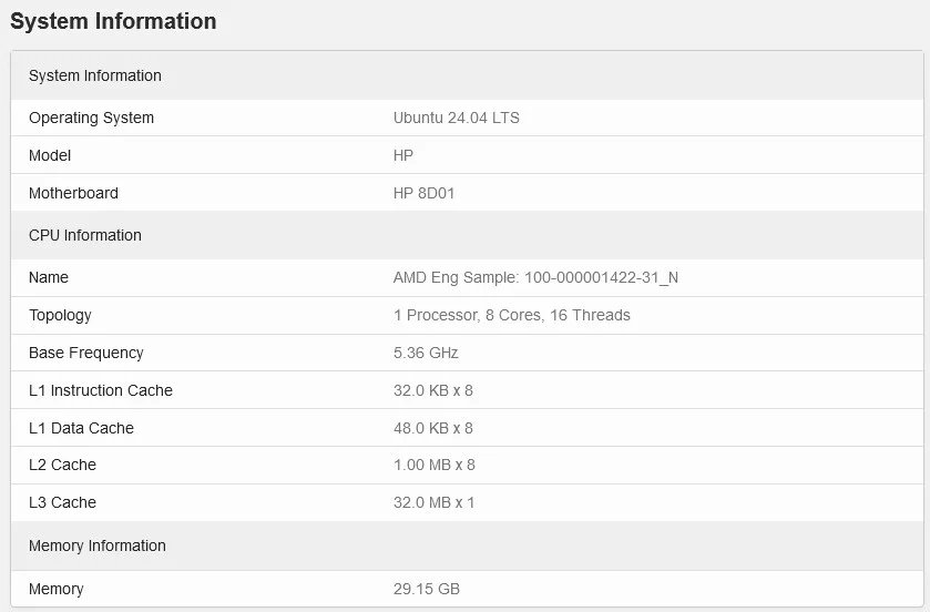 Vzorek procesoru Strix Halo v databázi Geekbench