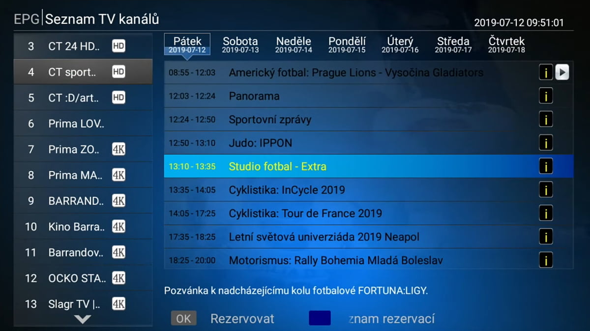 Ladění a EPG DVB-T