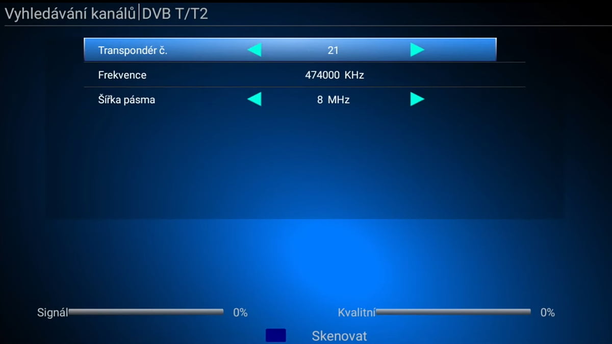 Ladění a EPG DVB-T