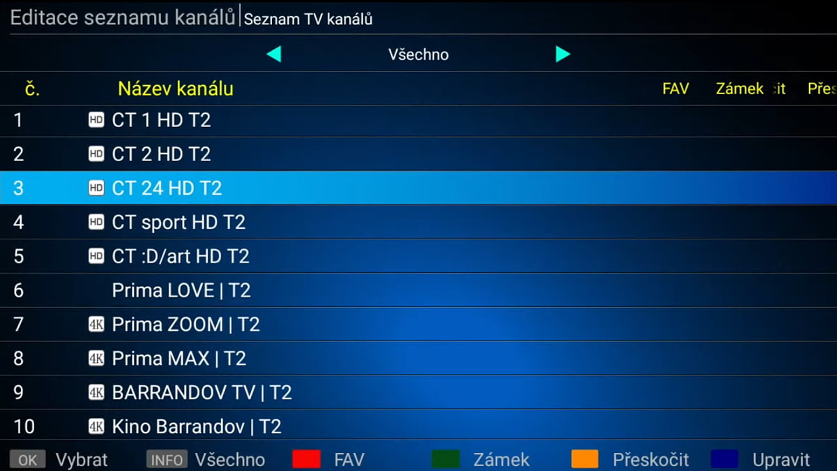 Ladění a EPG DVB-T