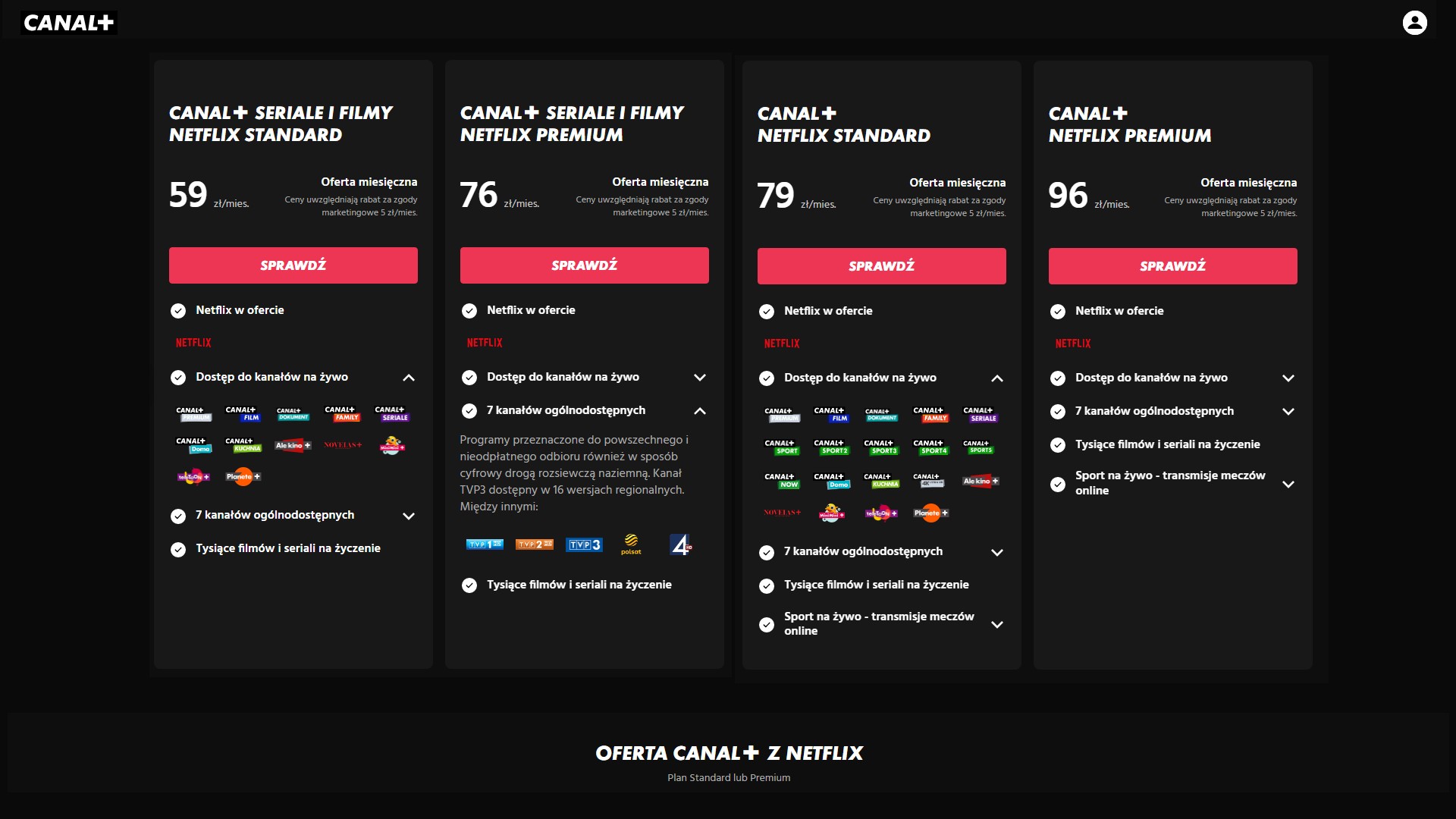 Příplatkový partnerský obsah v polské verzi Canal+