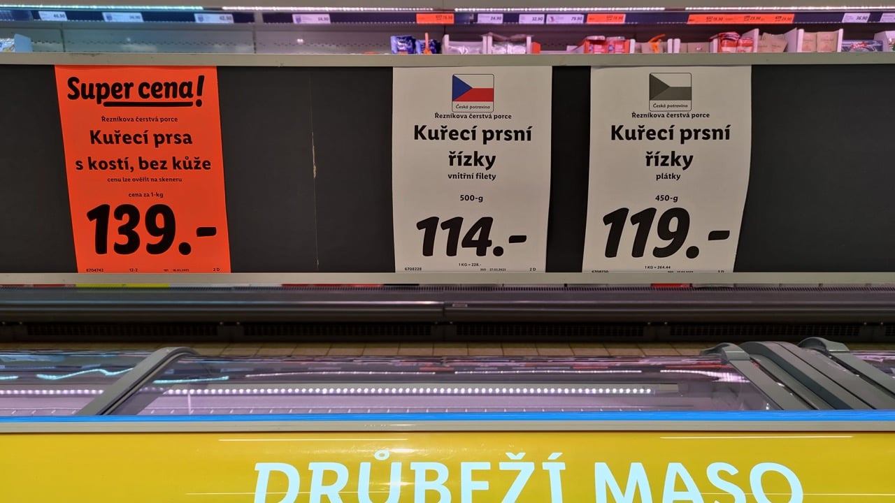 Ceny v Lidlu, Český Těšín (CZ), 30. 3. 2023.