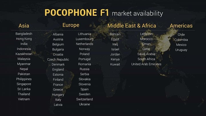 Dostupnost Poco F1 ve světě