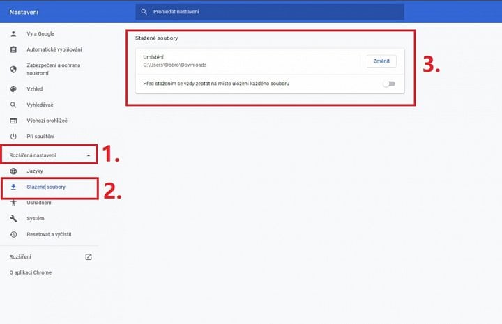 Jak změnit výchozí složku pro stažené soubory v Google Chrome 2. část